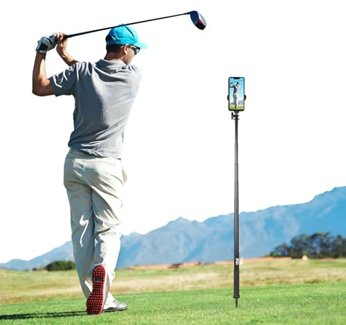 BMZX Golf Tripod Monopod, 47 Selfie Stick for Golf Swing Training & Recording | with Spike, Tripod, Magnetic Phone Holder, 1/4-20 Screw, Carry Bag | Compatible with iPhones, Android & Cameras