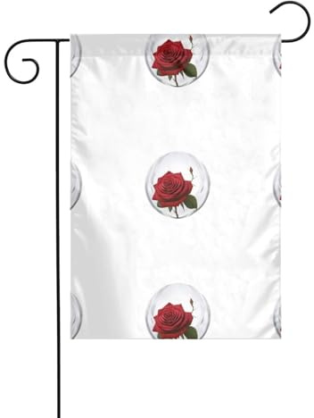 Decorazione da giardino bandiera da giardino 30,5 x 45,7 cm WHJSSF Rose in sfera di cristallo Immagine spessa e resistente all'usura per vasi da fiori da giardino e prati