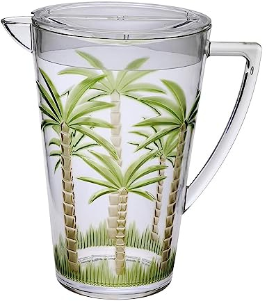 Diligence4us 2.5 quart emboss pitcher, One Size, Palm Tree