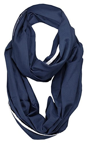TigerTie Loop Schal in dunkelblau marine weiss Uni - Gr. 150 x 90 cm - Rundschal