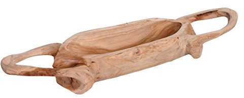 Trendy Home GmbH Teakschale mit Griff ca 70 cm lang Teakholz Holzdeko Süssigkeitenschale Obstschale Dekoschale