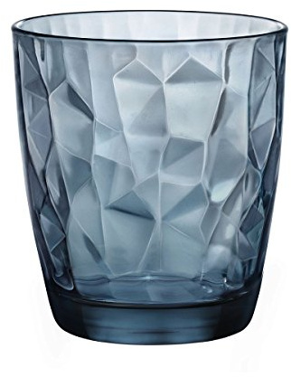 Set of 6 Glass Transparent Blue Water Drink Cocktail Glasses 30 cl Diamond-Coated Line Bormioli Diamond
