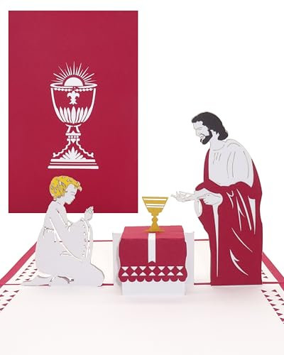 3D Karte Kommunion - Grußkarte und Glückwunschkarte für Jungen & Mädchen - Pop-Up Karte als kleines Geschenk oder Geschenkverpackung zur Erstkommunion, Firmung oder Konfirmation