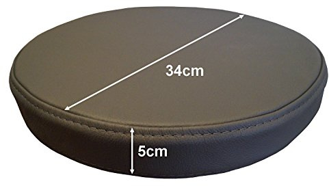 Quattro Meble Runde Dunkelgrau Echtleder Sitzkissen Lederkissen Sitzpolster fur Barstuhl Barhocker Sessel Stuhle Bank doppelt genähtes Echt Leder Kissen Sitzauflage Auflage (Durchmesser 34 cm)