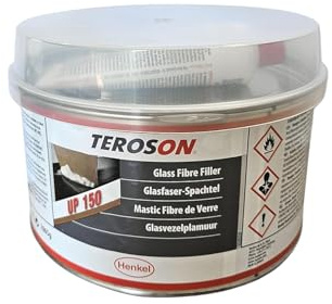TEROSON UP 150 Mastic polyester fibre de verre, Pot de 1865 g | Comble trous et impacts, Pour métal, aluminium, surfaces galvanisées et fibre de verre, Ponçable
