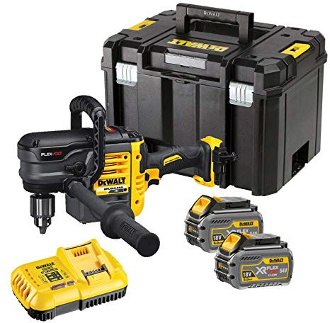 DEWALT DCD460T2-QW - Taladro Angular sin escobillas XR FLEXVOLT 54V 13mm con 2 baterías 54V/18V Li-Ion 6,0Ah y maletín TSTAK VI