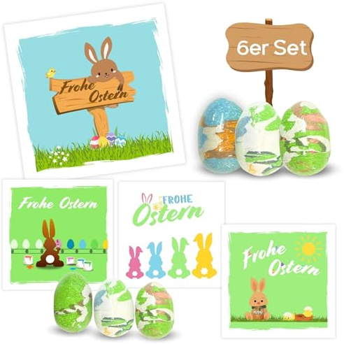 Bada Bing 6er Set Magisches Handtuch Osterei - Zauberhandtuch Waschlappen aus Baumwolle in 30x30 cm - Geschenk für Kinder zu Ostern Osternest Ostereiersuchen Osterfest Gästehandtuch Kindergeschenk