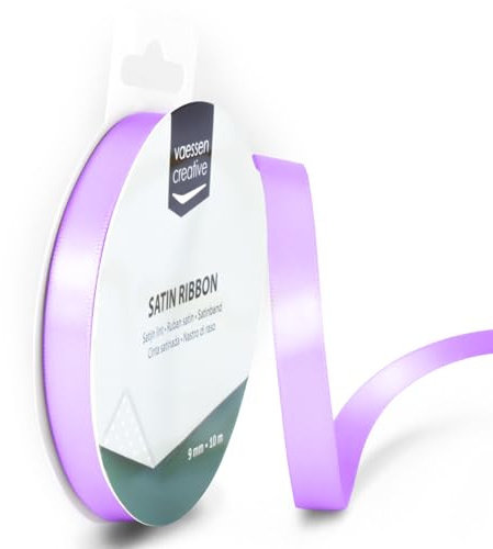 Vaessen Creative Ruban Satin Violet - 10 m x 9 mm | Lila - Bolduc pour Cadeau, Emballage et Bouquet Mariage