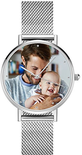 SOUFEEL Relojes Fotográficos Personalizados: Relojes con Nombre Grabado Personalizado, Regalos Personalizados para Hombres y Mujeres