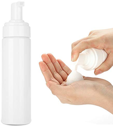 Schaumstoffflasche Seifenspender 200ml mit Pumpe, 2 STK | Schaumerzeugung durch speziellen Pumpenkopf, PP-Kunststoff, Spenderflasche für Tattoo Studios Kosmetiksalons, Weiß