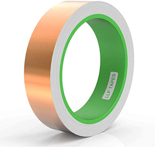 LLPT Ruban Adhésif Feuille de Cuivre 25mm X 10m Double Conducteur | Multi-tailles pour Blindage EMI Circuit en Vitrail Artisanat Anti-limaces Adhésif Puissant