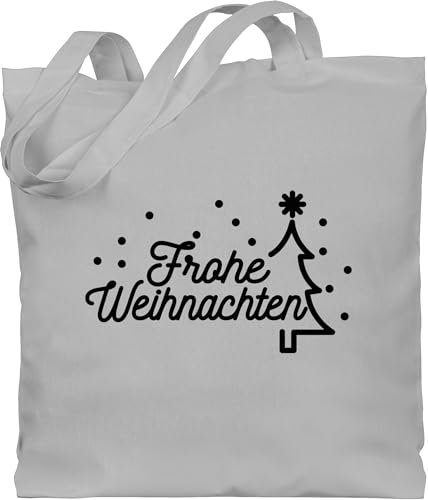Shirtracer Baumwolltasche - Geschenke Christmas Bekleidung - Frohe Weihnachten Schriftzug - schwarz - Unisize - Hellgrau - jutebeutel gross weihnachtlich weihnachtsmotiv stofftasche