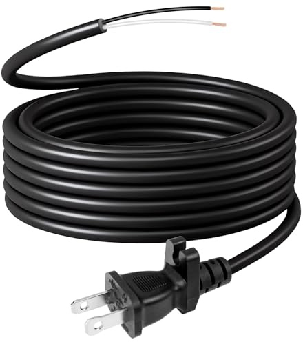 HASMX Vacuum Cleaner Power Supply Cord 30 Feet Length 18 Guage 2 Wire 2-Prong Replacement Power Supply Cord Cable for All Upright Vacuums Eureka Sanitaire Bissell- Black Color, 1 Pack