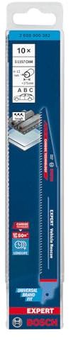Bosch 10x EXPERT Vehicle Rescue S1157CHM fram- och återgående sågblad (för Hårdstål, Glas, Längd 225 mm, Professional Tillbehör Tigersåg)