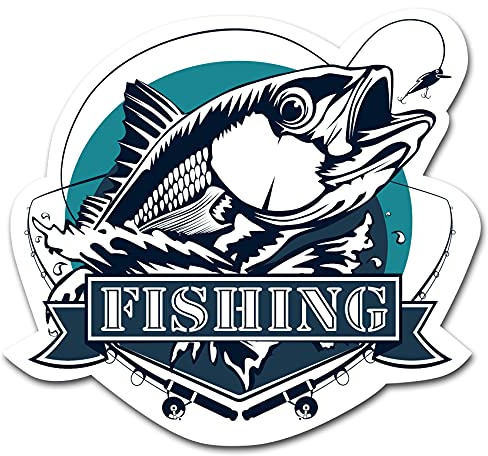 Finest Folia - Adhesivo decorativo para pescado, estilo retro, 10 x 9,1 cm, para coche, barco, maleta de pesca, accesorios de pesca, resistente a la intemperie R164 (07 Fishing, Petri Heil)