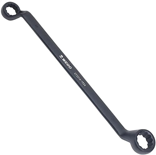 WEDO Clé à œil contre coudée - 19x24mm,Clé à molette coudée avec Fabriqué en Acier CRV,Longue 320mm,haute résistance, résistance à l'usure, noir sur la surface,DIN 838