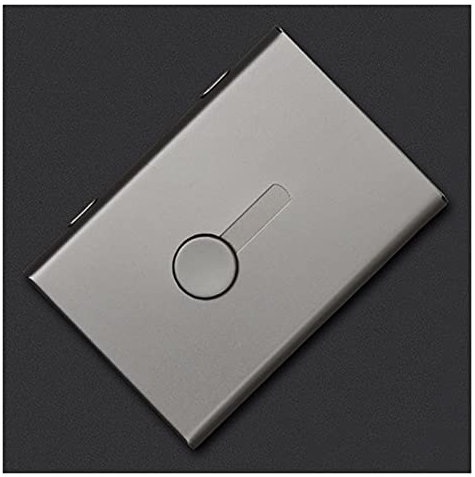 sararui Visitenkartenetui Visitenkarteninhaber Rutschen Visitenkarteninhaber Edelstahl-Kartenhalterkarten-Fall für Männer und Frauen Visitenkartenhalter (Color : Gray)