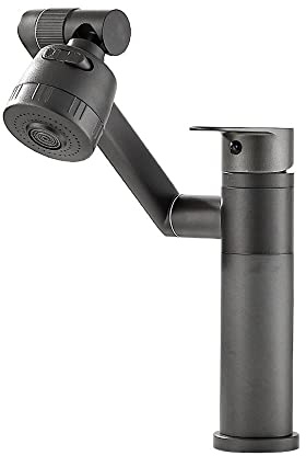 1080 Grad schwenkbarer Wasserhahn für Waschbecken, mattschwarze Küchenarmaturen mit großem Winkel, drehbarem Spray, Doppelfunktion, Einhand-Waschtischarmatur, Waschtischarmatur