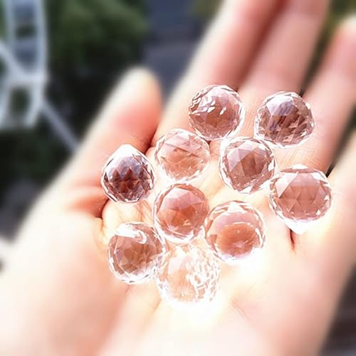 VIXDA 20 Stück 15 mm klare facettierte Kristall-Kronleuchterkugeln Beleuchtungsteile Kugeln Sonnenfänger DIY Heimdekoration