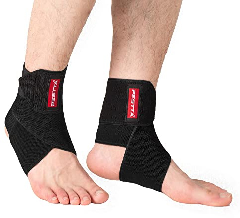 PESTTA Knöchelbandage, Einstellbare Bandage Fußgelenk, Flex Fußbandage | Ultradünn Sprunggelenkbandage, Fußgelenkbandage für Laufen, Plantarfasziitis Bandage, Rechte und Linke, Schwarz 2pcs
