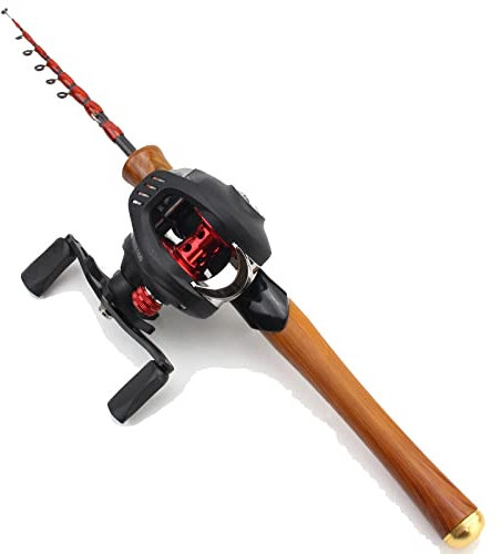 Angelrute und Rolle Combo Set Bait Cating Rod Reel Teleskop-Angelrute für Salziges Süßwasser, Kohlefaser-Teleskopstange,Left,1.85M