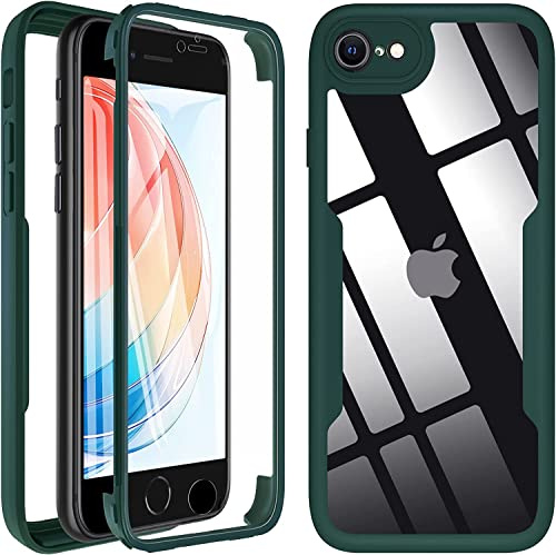 Hensinple Coque pour iPhone SE 2022/iPhone SE 2020/iPhone 8/iPhone 7 avec Protection D'écran, 360 Degrés Antichoc Étui de Protection Housse pour iPhone SE 2022/SE 2020/8/7 4,7 Pouces - Vert