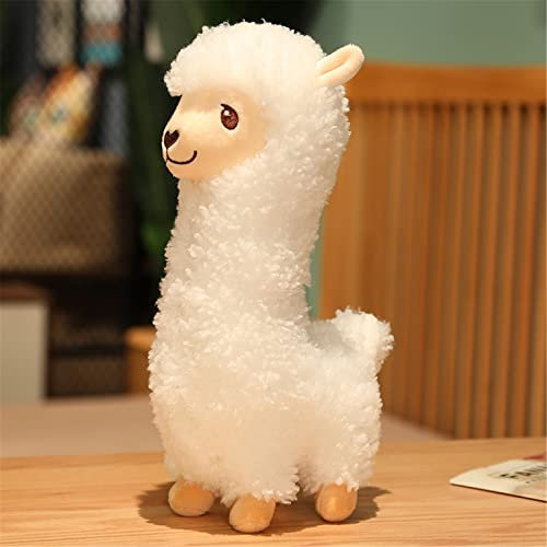 GLITZFAS Alpaka Stofftier Plüschtier, süße weiche Kuscheltier plüsch Pferd Puppe Plüsch Spielzeug Alpaka plüschtier Kissen (Weiß,43cm)