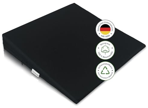 Theraline Sitzkeilkissen orthopädisch für Bürostuhl aus hochwertigem Schaumstoff, ergonomischer Sitzkeil für Auto, Keilkissen Stuhl mit abnehmbarem Bezug, schwarz, 100% Baumwolle, waschbar bei 60°C
