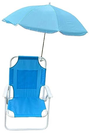 Kinder-Außenstuhl, Camping-Picknickstuhl mit Sonnenschirm, Strandstuhl, Blau