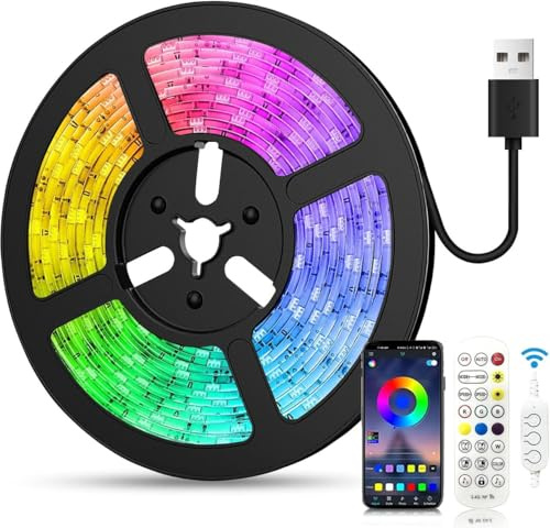 LED strip 10 m, Bluetooth RGB IR-Steuerung, Musikmodus, selbstklebend für Haus, Party, Küche