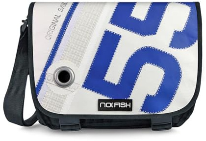 Schultertasche Sail M Zahl blau, Recycling Segeltuch