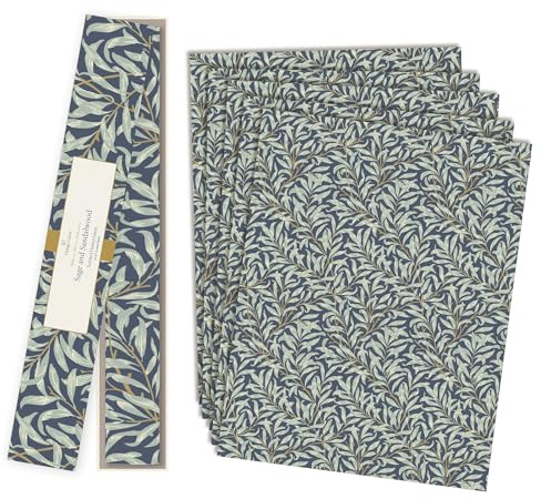 Scented Drawer Liner - Set of 5 Sage and Sandalwood - William Morris Leaves Design