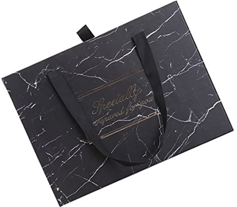 ABOOFAN Schwarze Marmor-geschenkbox – Längliche Präsentationsbox Mit Tragegriff Für Festliche Anlässe