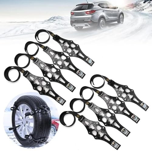 SSIMOO 8 Stück Auto Schneeketten,für V-W Ameo Arteon Atlas New-Beetle Beetle EOS GOL Golf XL1,Verstellbare Universal,für Reifenbreite 165-275mm,Black