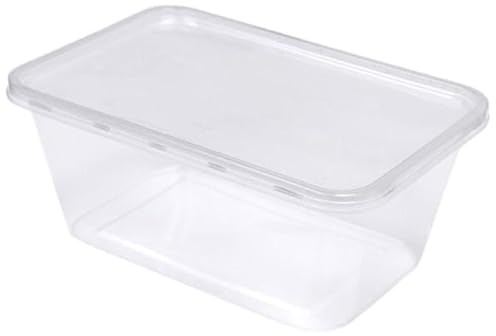 Lot de 25 récipients alimentaires en plastique avec couvercles de 750 ml | Sans BPA | Sans BPA | Passe au micro-ondes, au lave-vaisselle et au congélateur | Boîte à déjeuner de cuisine à emporter
