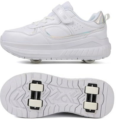 ENEN Schuhe mit Rollen für Jungen & Mädchen, Turnschuhe mit Rollen Versenkbarer, Outdoor Fashion Straße Schuhe mit Rollen Kinder, 2-in-1 Roller Schuhe Turnschuhe mit 4 Rollen