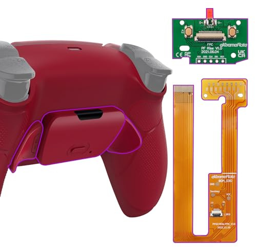 eXtremeRate Volcanic Red Gummierter Griff, programmierbares Rise Remap Kit für PS5 Controller BDM-030 BDM-040, Upgrade-Board & neu gestaltete Rückschale und Rücktasten für PS5-Controller – ohne