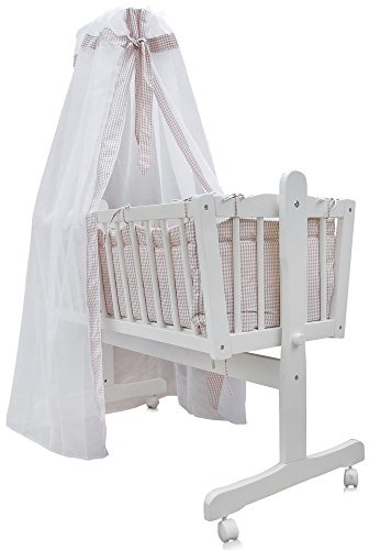 VitaliSpa Cuna para bebé, Blanco, 102.5 x 140 cm con ruedascon función de balanceo y Ruedas con Bloqueo