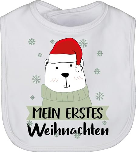 Baby Lätzchen - Geschenke Christmas - Mein 1. Weihnachten Eisbär - grün - Unisize - Weiß - outfit weihnachtsmotiv 1 weihnacht first weihnachts erstes weihnachtsgeschenke my weihnachtskleinigkeit