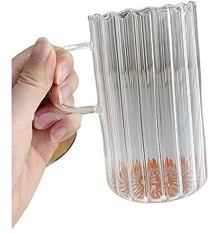 Huangj-0527 Taza de café, Leche y té Tazas de café de Vidrio con Capacidad, Taza de Agua for Jugo de Leche con asa, Taza Transparente, Taza for Postre y Desayuno para té, Sopa y café