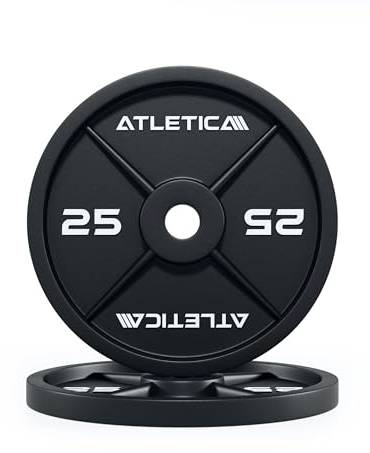 Atletica Iron Plates | Paar | Gusseisen Hantelscheiben | Ø 50 mm | Rostresistente Lackierung | Paarweise von 1,25 bis 25 kg| KG- und LBS-Angaben