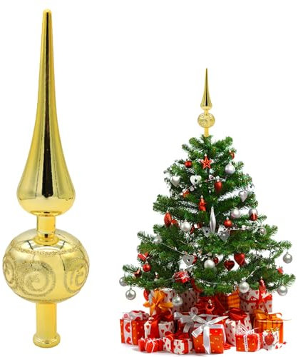 AsyinXson Glitzer Weihnachtsbaumspitze Stern,Gold Christmas Decorations,Deco Weihnachtsbaum-Spitze Aus Kunststoff,Christmas Party Decoration,Christbaumschmuck Spitze,Baumspitze Weihnachten (Gold)
