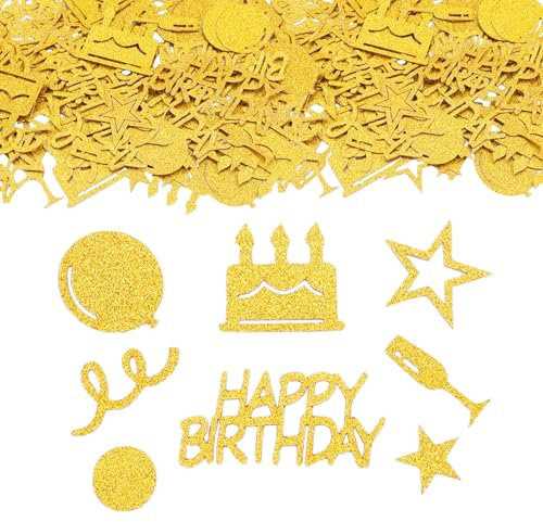 ParPix Lot de 100 confettis dorés de 5 cm - Décoration de table Happy Birthday à paillettes - Décoration de fête pour homme et femme