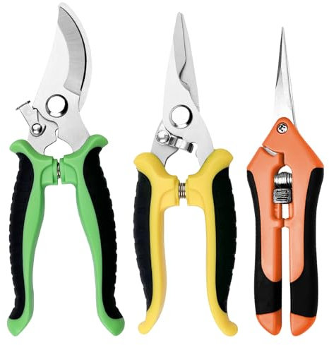 Chiluxendo 3 Stücke Gartenschere Klein, Rosenschere Profi, Pflanzenschere Rosen, Blumenschere Gartenscheren, Gartenscheere Feinschnitt, Schere Garten, Rosenscheren, Pruning Shears, Kleine Astschere