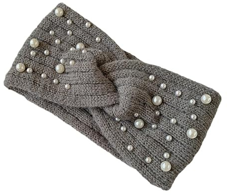 DEARMAMY Winter Stirnband Damen Warmes Geflochtenes Haarband Mit Perlen Weiches Kuschelstrick-stirnband Für Kalte Tage Elastisches Ohrwärmer-accessoire Für Frauen