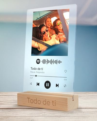 LIENZODECOR Cuadro Spotify Personalizado | Color Negro | 10x15 cm | Placa y Base de Madera Personalizable | Regalos Originales | Canción Personalizada