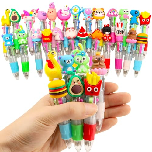 Scettar 32Pcs Multicolor Pen in One 4-in-1, Cute Ballpoint Pens Bulk for School Office, Classroom Prizes, Fun Writing Gifts Goodie Bags Stuffers Party Favors
