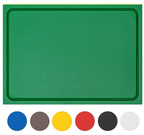 Morleos Schneidebrett Eco-Line Kunststoff spülmaschinenfest, extra schwer, messerschonend | ver. Farben & Größen | HACCP Gastro Küchenbrett | Schneidbrett mit Saftrille (Grün - green, 60x40x2 cm)