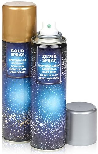 URBNLIVING Decorative 150ml Combo Pack of 1 Silver & 1 Gold Lacquer Spray Paint Bottle Festive Metallic Colour Decor Creative Dazzling Effect to Your Hobby Art and Craft Use