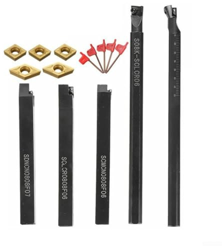 Zilimontt 8 mm Schaft Drehmaschine Werkzeughalter Kit SDNCN SCLOR SCMCN SO8K S08K mit Hartmetalleinsätzen CCMT060204 DCMT070204 für Halbfinishing, Finishing, Cut-Off